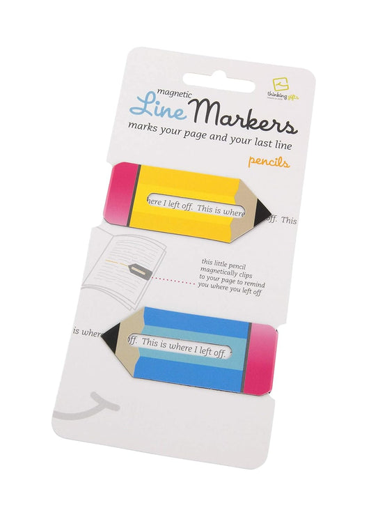 ThinkingGifts Novelty Magnetic Bookmarks and Page Holder. Fun, Award Winning and Lightweight Line Markers for any Size Book - Pencil