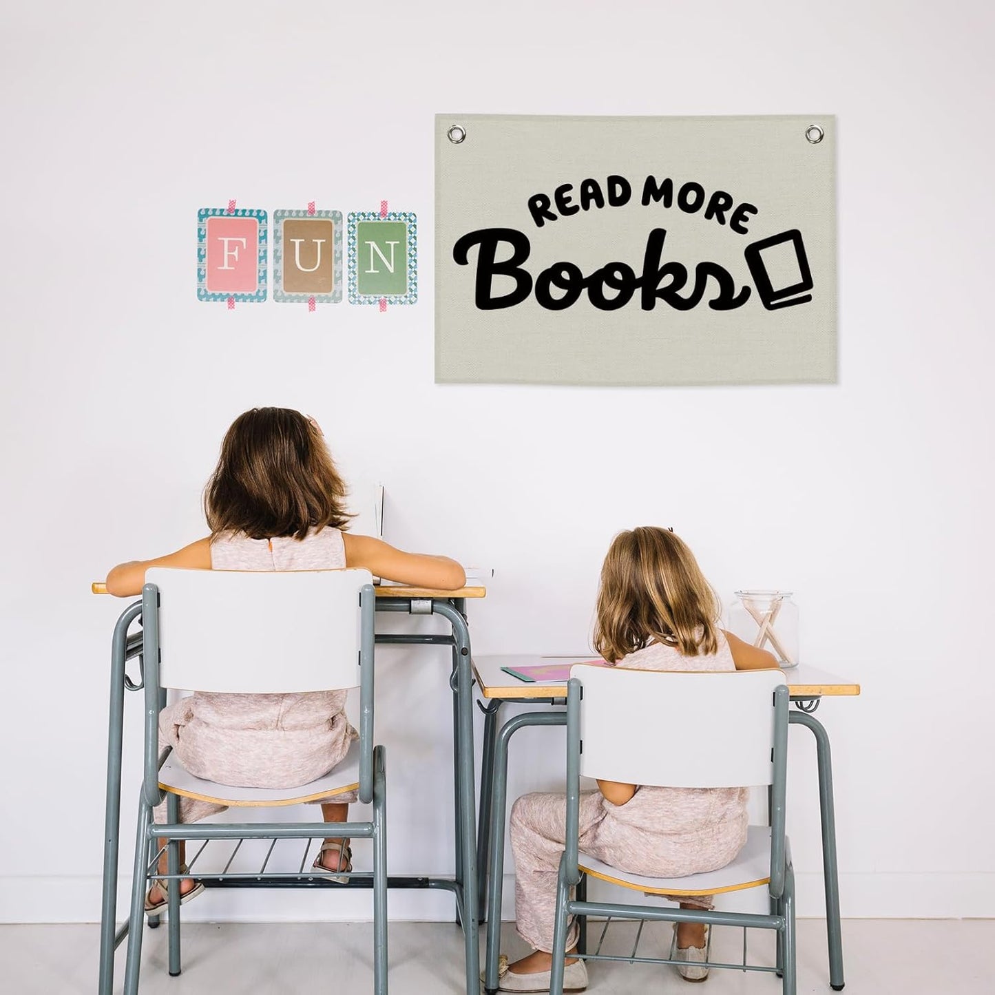 Reading Classroom Kids Banner Canvas, Read More Books Reading Corner Nook Decor, Library Hanging Flag Sign, Nursery Wall Tapestry Art for Dorm Toddler Room School Bedroom Decor 20x30in