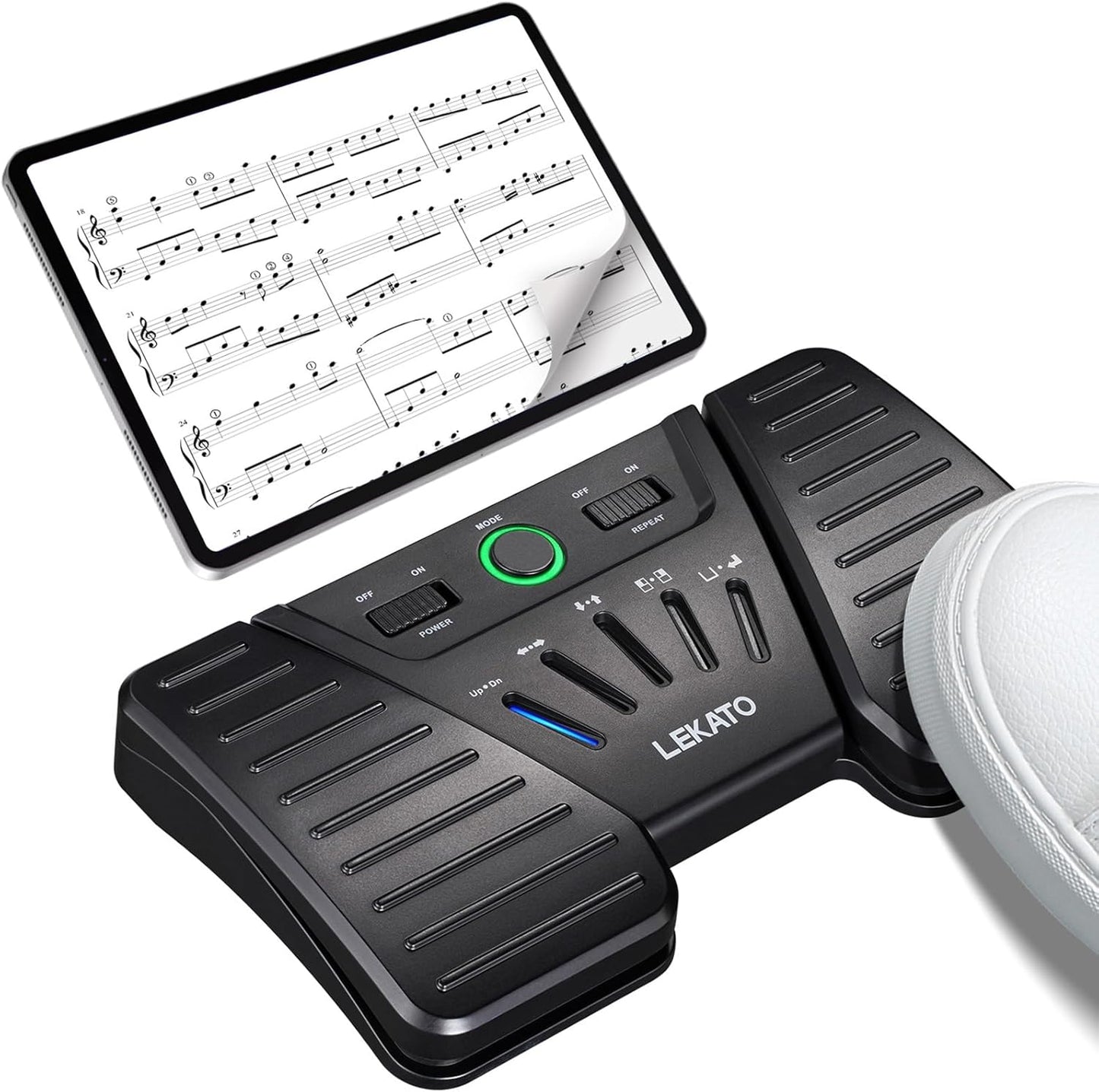 LEKATO Wireless Bluetooth Page Turner Pedal Music Page Turner Pedal for Ipad,Tablets Android IOS Phones Rechargeable Wireless Foot Pedal Silent Page Turner Ipad Page Turner for Hands-Free