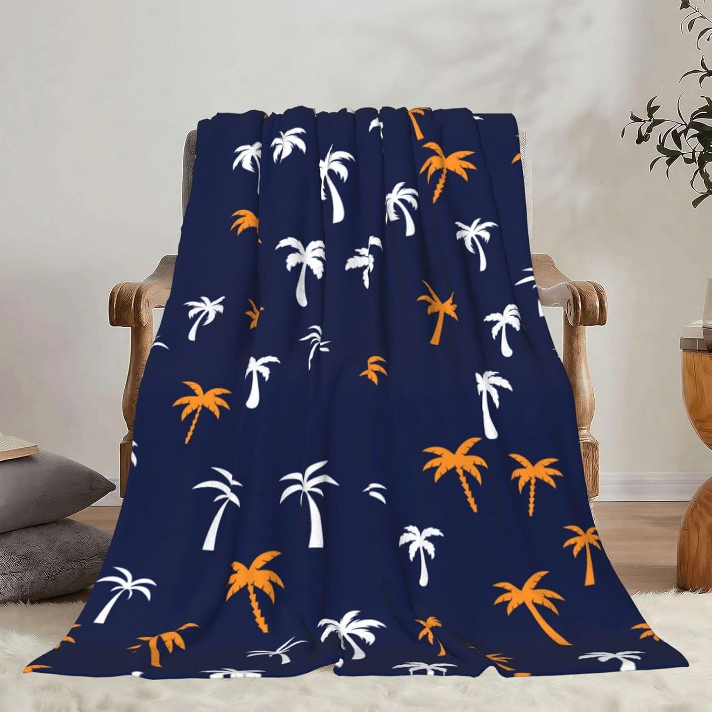 Coconut Palm Tree Throw Blankets All Season Ultra Soft Warm Summer Tropical Theme Fleece Blanket for Home Bed Sofa Couch Chair Outdoor Travel Camping 40x30 Inch