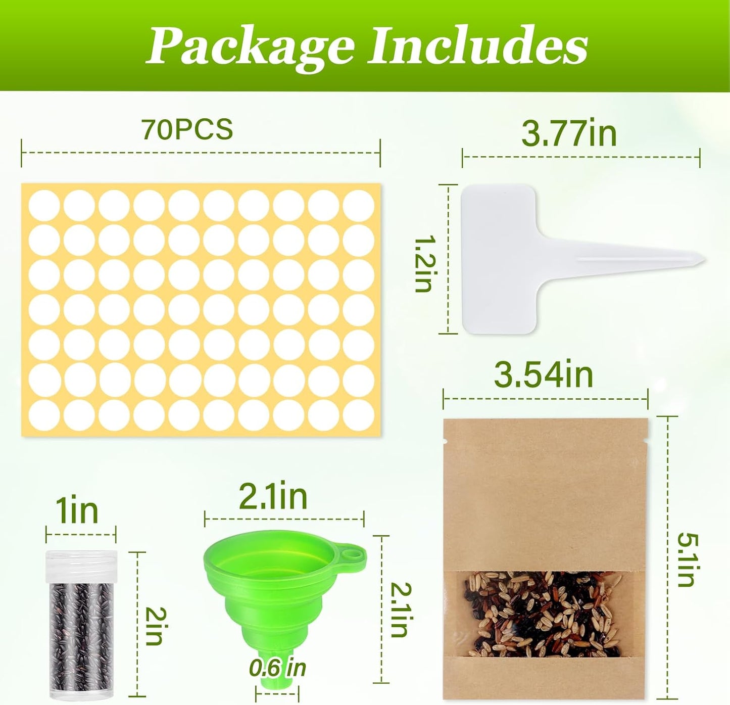 Seed Storage Box Organizer - Metal Garden Seed Storage Container Kit with 60 Vials, 30 Plant Tags, 20 Envelopes, Funnel & Labels - Moisture-Proof Seed Bank for Long Term Storage