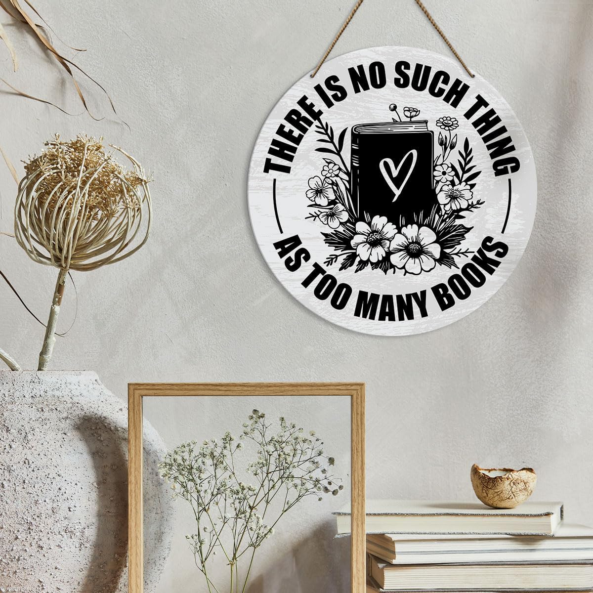 Book Lover Reader Home Library Wall Decor, Bookworm Bookish Tarot Decor for Home Room Office Bookshelf, Book Lover Nerd Gifts for Librarian Bookworm Bookish Women Men, No Such Thing As Too Many Books