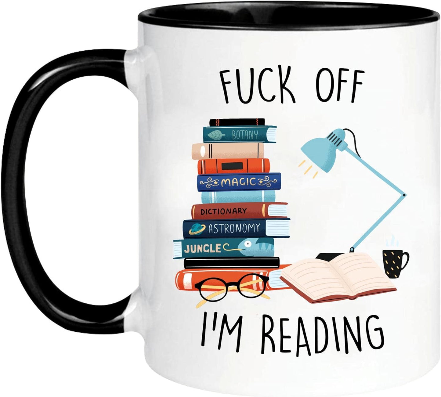 wonwhew Funny Mug for Book lover,Fuck Off I’m Reading, 11oz Ceramic Coffee Mug/Tea Cup