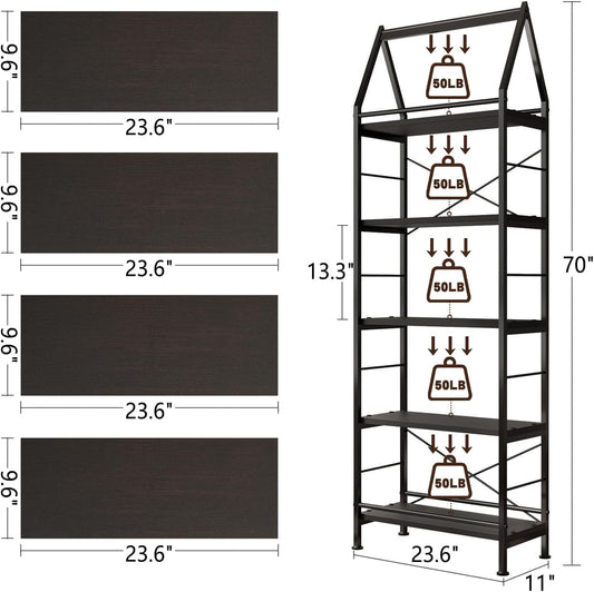 5-Tier Bookshelf, Standing Shelf Units,Tall Standing Bookcase, Modern Display Shelf Unit Storage Organizer Rack for Study Room Home Office,Black