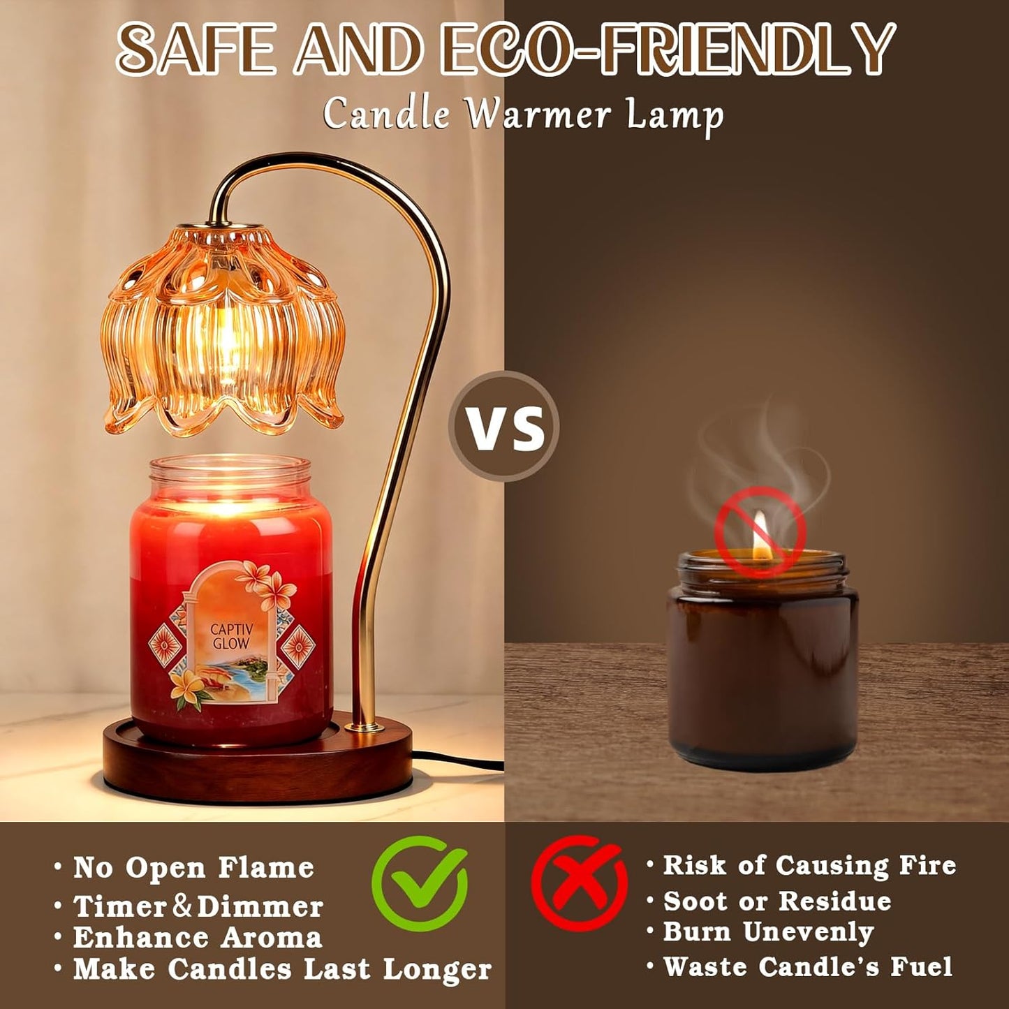 Flower Candle Warmer Lamp with Timer, Dimmable Candle Lamp Warmer, Mothers Day Birthday Gift for Women Her Mom, House Warming for New Home Decor, Lotus Wax Warmer for Yankee Candles