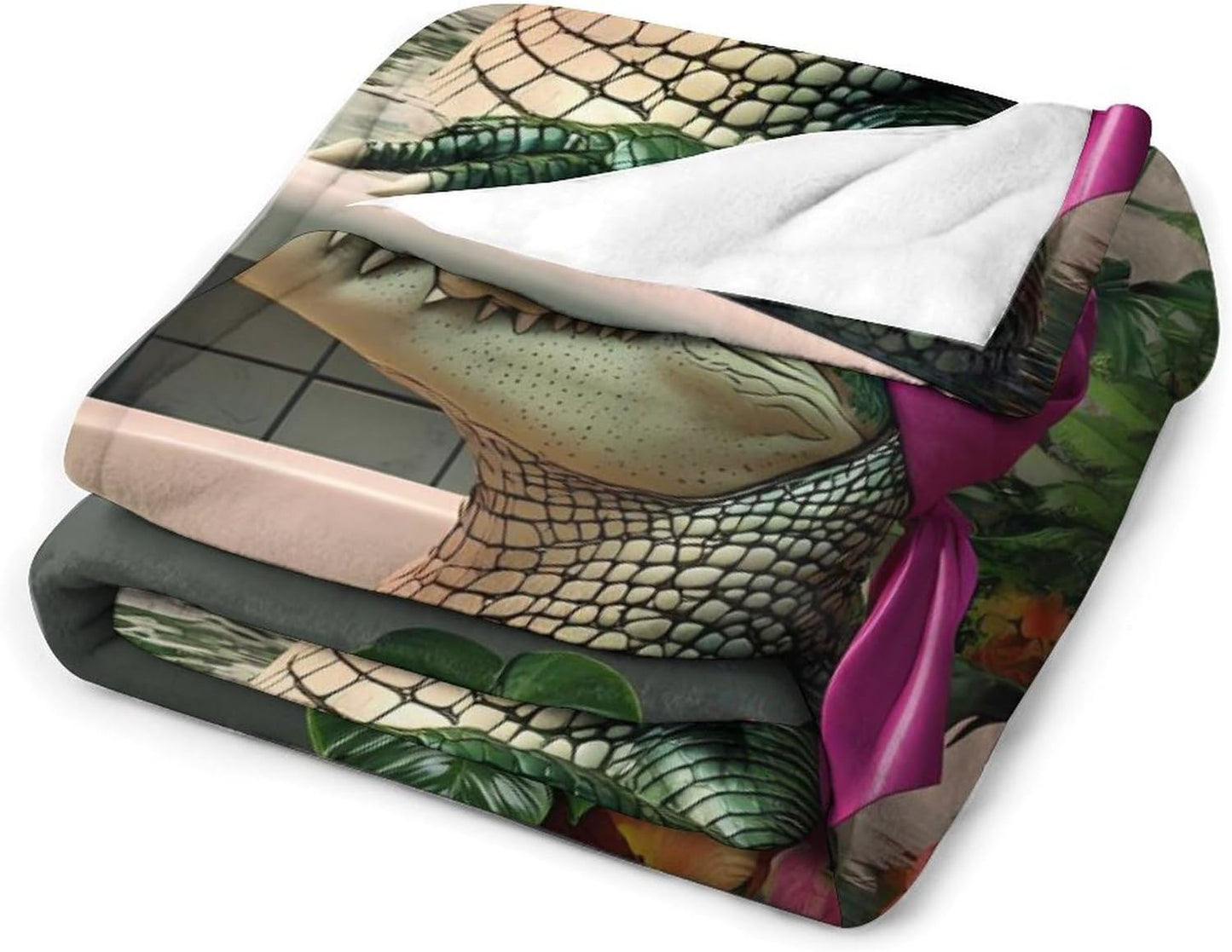 Funny Crocodile Toilet Bathroom Throw Blanket for Couch Bed Plush Cozy Fuzzy Flannel Blanket for All Season 55"x70"