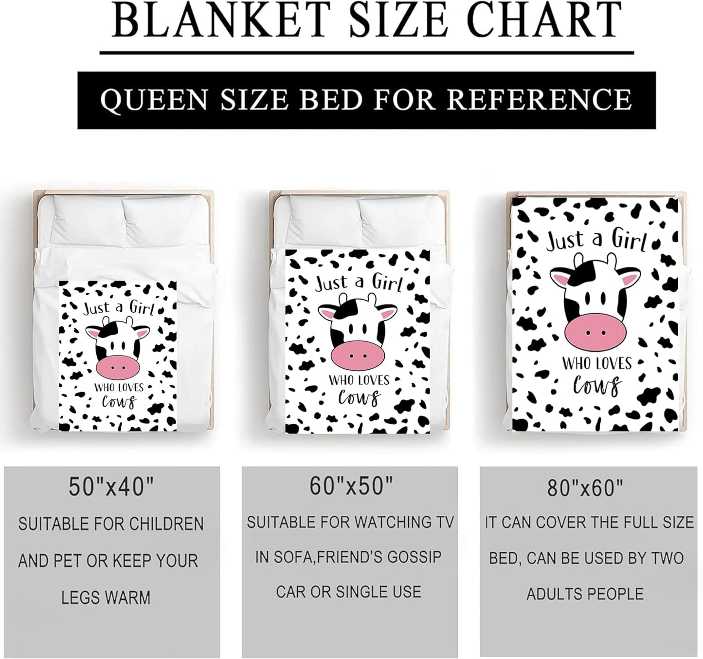 Cow Blanket Gifts for Women Cow Gifts for Cows Lovers Soft Flannel Cows Throw Blanket for Kids Adults 60"x50"