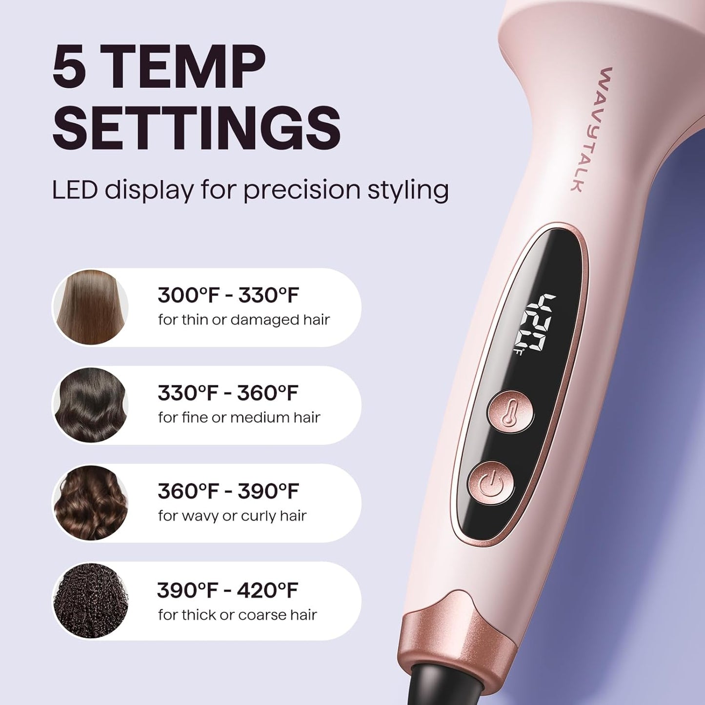 Wavytalk Thermal Brush Blowout Boost Grande, 1.77 Inch Heated Round Brush for Long Hair Blowout, Tourmaline Ceramic Negative Ion Technology Reduce Hair Damage, Dual Voltage Sakura Pink