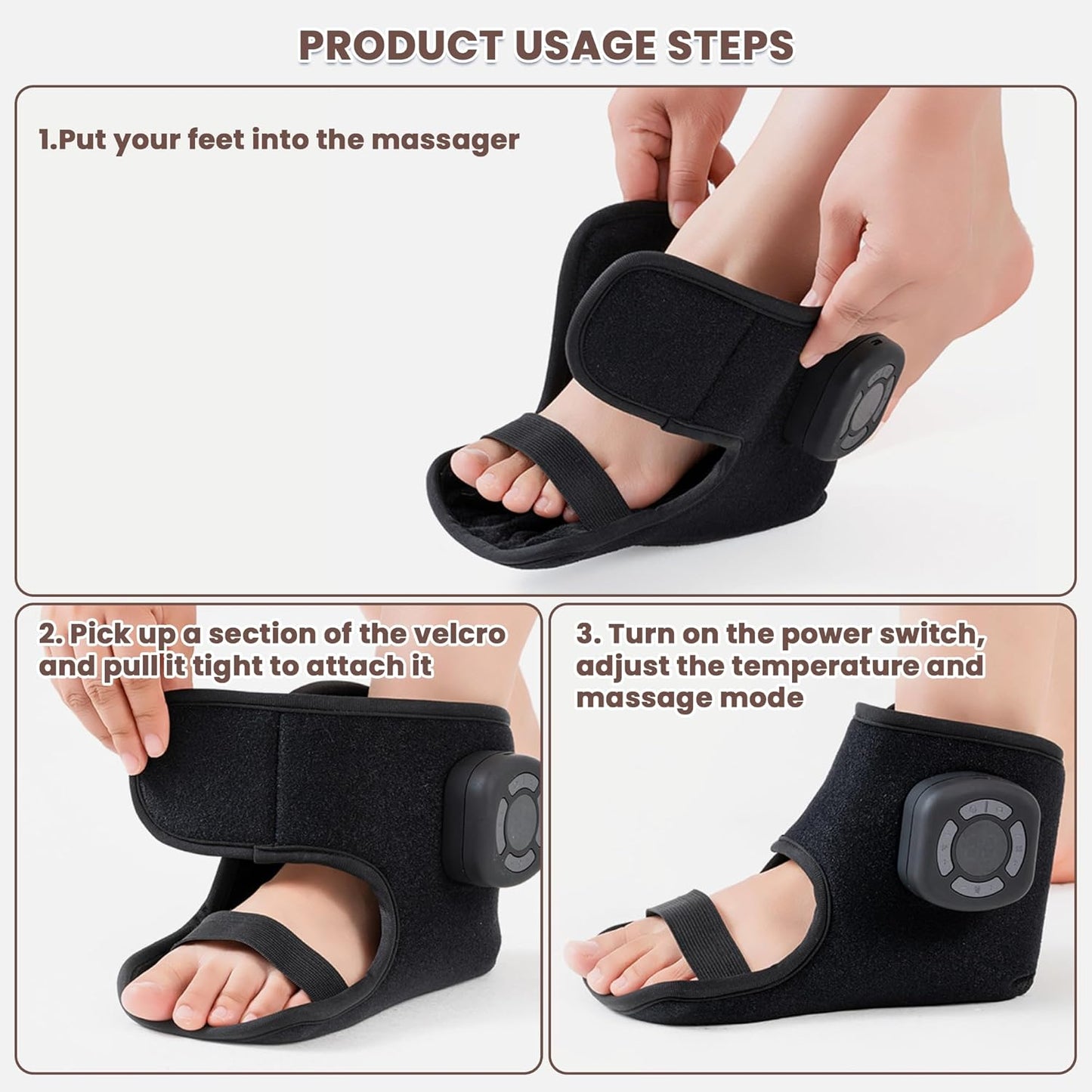 Emesak 3-in-1 Ankle Foot Massager with Vibration & Warmth - 360° Adjustable Compression Sleeve with 5 Intensity Levels, Wireless Rechargeable Design for Foot & Ankle Relaxation (1Pcs)