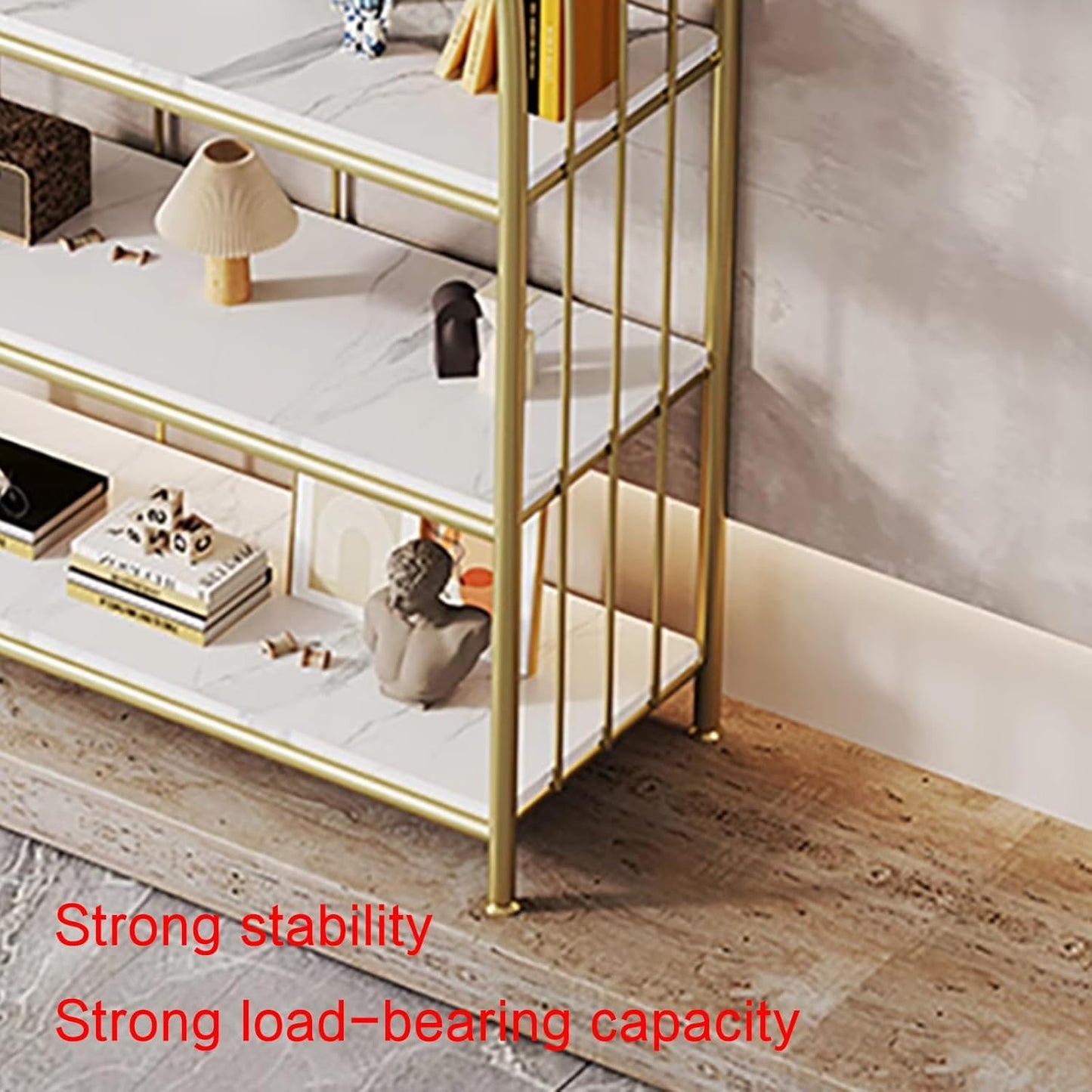 Book shelf,display cabinet,modern bookshelf,metal bookshelf,unique bookshelf,book shelves,bookshelf with storage,Suitable for study, living room corner, bedroom, living room, balcony, office(Gold,60x3