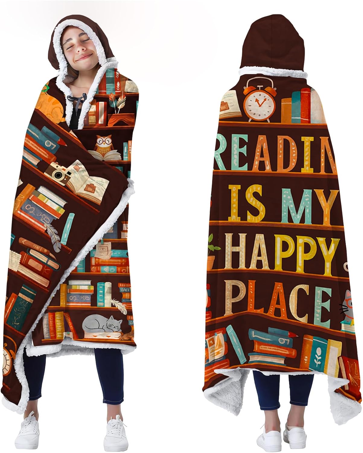 Book Lovers Gifts, Bookish Gifts for Book Lovers Women, Wearable Blanket Hoodies for Adults, Oversized Reading Blanket, Bookworm/Reading/Books Club Gift for Thanksgiving Christmas