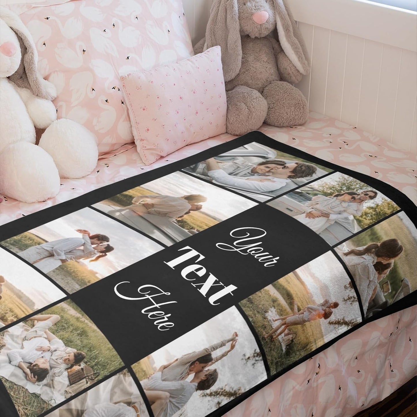 Custom Blanket with Picture Customized Blankets with Photos Personalized Gifts for Birthday Anniversary Christmas New Year, 10 Photos, 60x80 Inch(Minky Fleece)