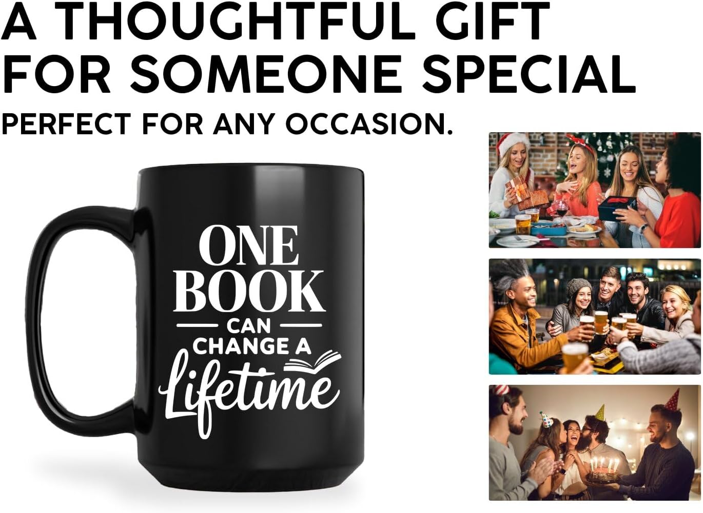 Reader Coffee Mug 15oz Black -Book lifetime - Gift for Reader Book Lover Funny Reading Readers Writers Women Bookish Club