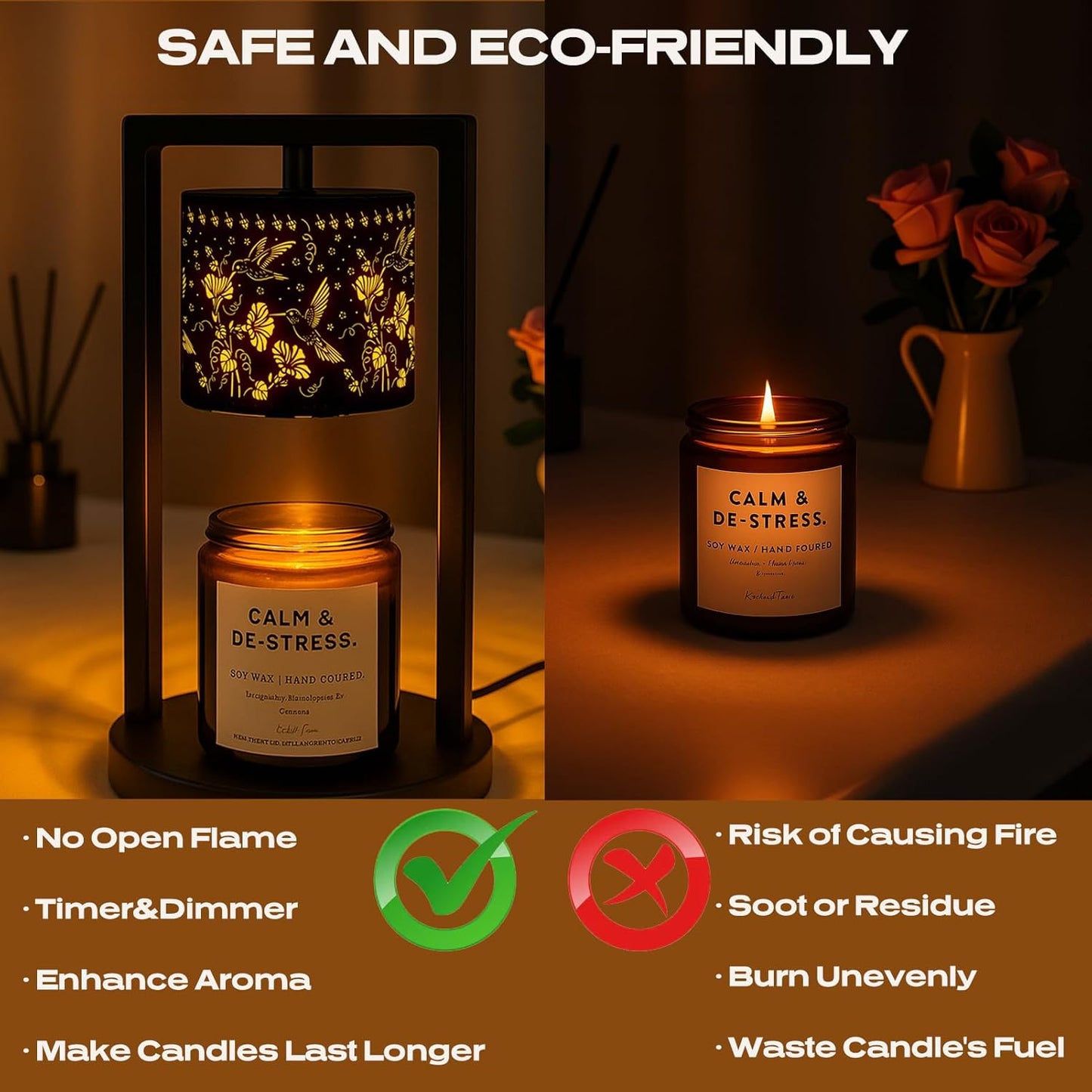 Candle Warmer Lamp with Timer Dimmer, 4 Adjustable Brightness Electric Candle Wax Melt Warmer, Best Birthday Gifts for Women Mom, Mothers Day Gifts, House Warming Gifts New Home Decor (Hummingbird)