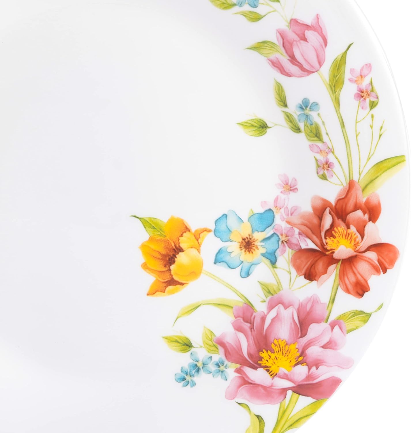 Gibson Home Ultra Break and Chip Resistant 18-Piece Round Dinnerware Set, Service for 6 – Red Floral Plates and Bowls, Microwave & Dishwasher Safe