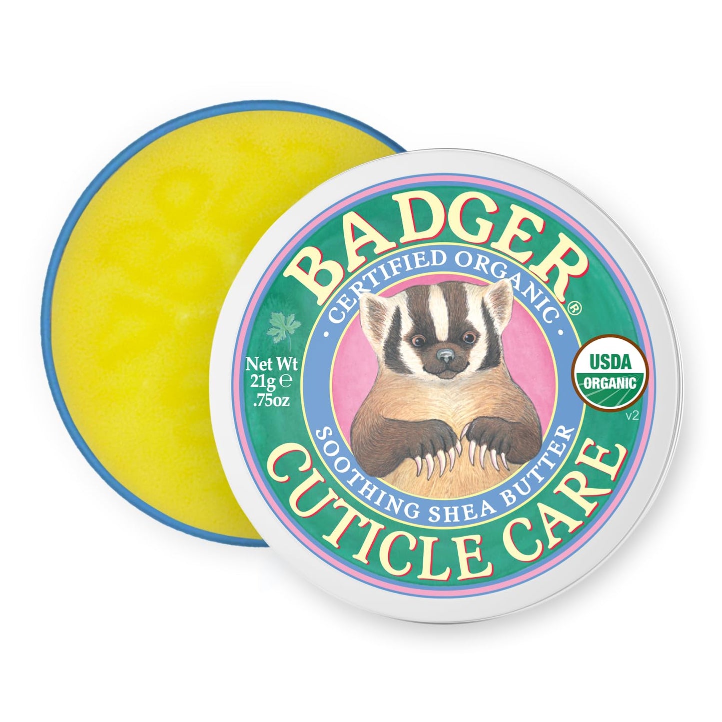 Badger Cuticle Cream, Deep Hydration for Dry, Cracked Cuticles & Hangnails, 100% Organic Cuticle Balm with Rich Shea Butter for Strong, Healthy Nails, Non-Greasy Cuticle Oil, .75oz Tin