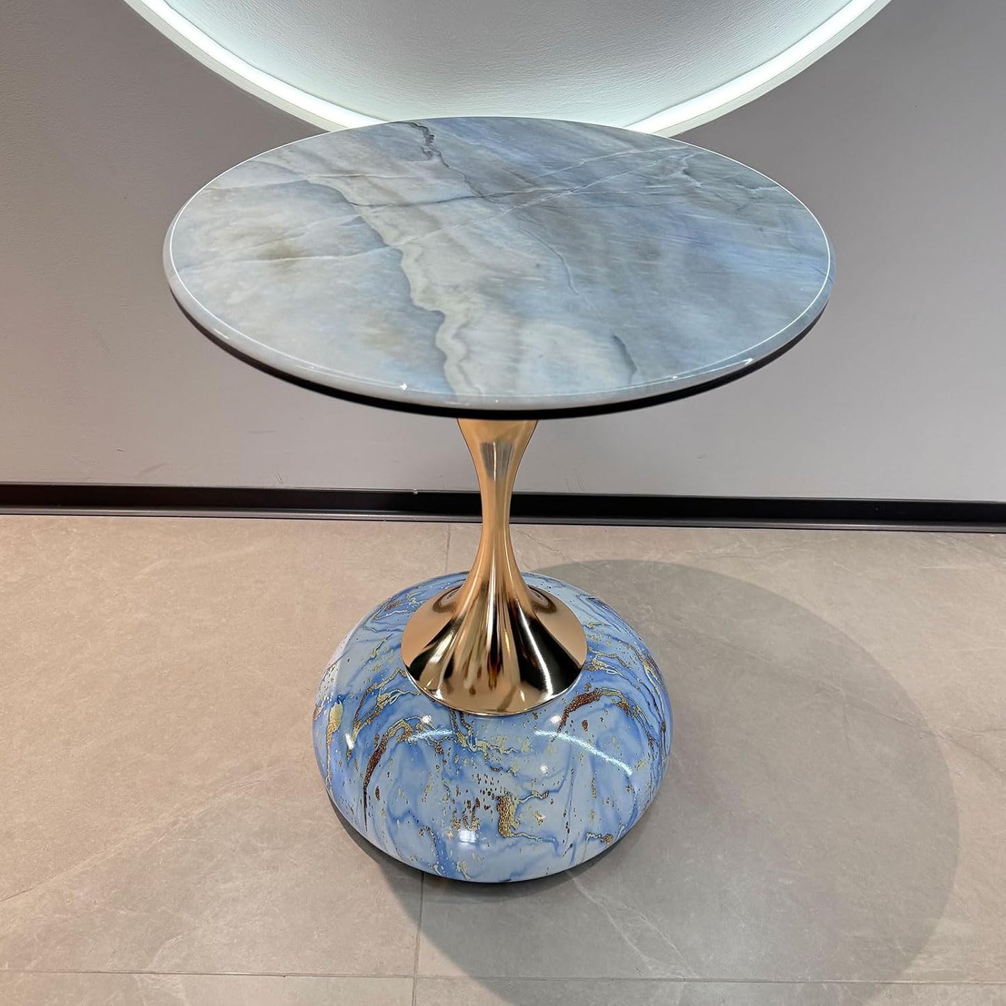 Drink Table, Small Minimalist Accent Table, Multi-Purpose Metal Round Decorative Table, Coffee Table Pedestal Bed Side Table Entryway Table for Living Room