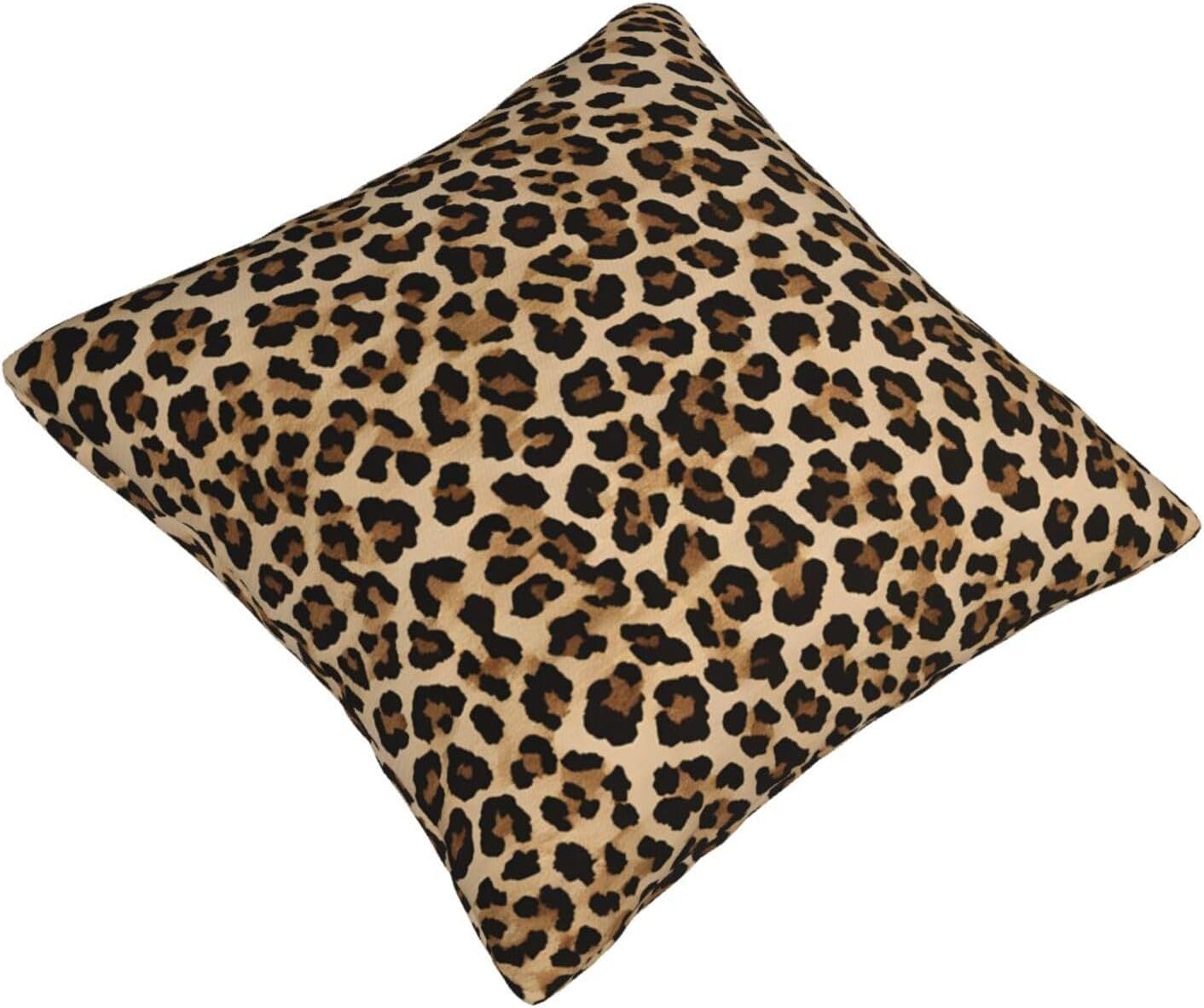 All-Season Square Pillow Covers 18"X18", Wild Leopard Animal, Decorative Throw Pillow Covers for Sofa Bed Couch, Hidden Zipper Cushion Cover, Square Lumbar & Accent Pillowcases for Home Decor