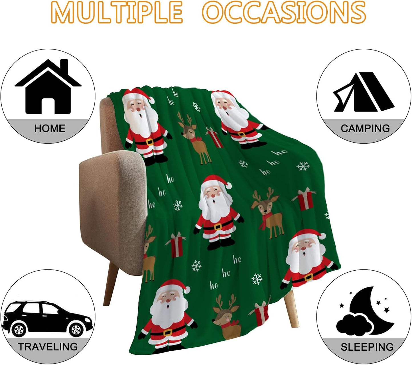 YeeJu Christmas Decorative Throw Blanket Green Christmas Santa Claus Throw Blanket for Couch Sofa Bed Soft Cozy Lightweight Fuzzy Plush Fleece Blankets and Throws Xmas Blanket 50x60