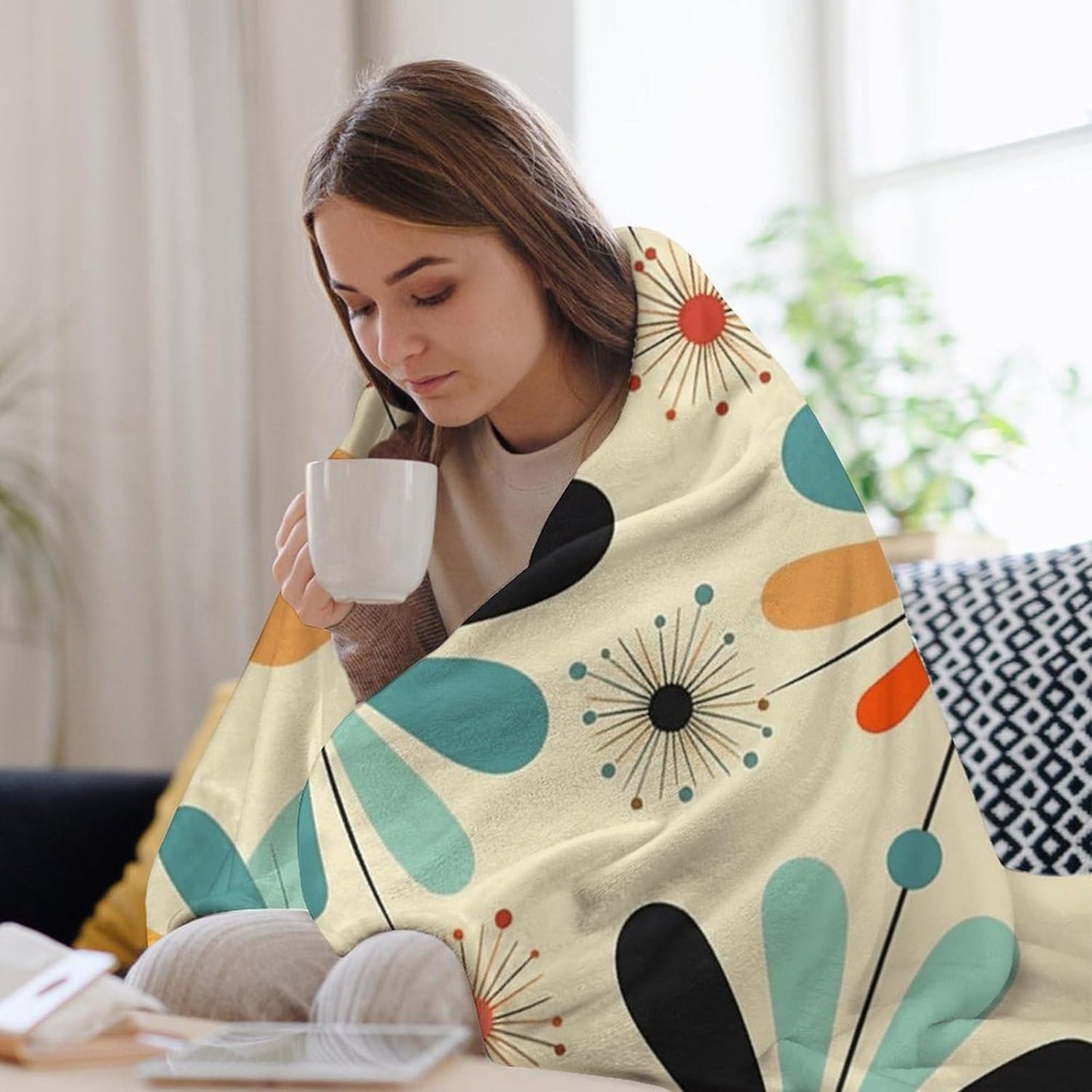 Retro Modern Blanket Super Soft Lightweight Throw Blanket Cute Cozy Warm Bed Blanket Decorative Fuzzy Blanket All-Season Home Decor Gift for Sofa Couch Living Room 40"*50" （100 * 130cm）