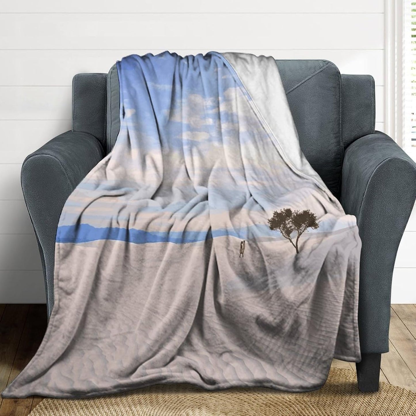 Romantic White Sand Landscape Blanket Super Soft Lightweight Throw Blanket Cute Cozy Warm Bed Blanket Decorative Fuzzy Blanket All-Season Home Decor Gift for Sofa Couch Living Room 50"*60"（130*150cm）