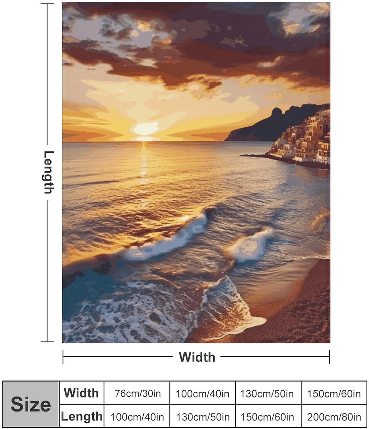 Seaside Sunset Blanket Super Soft Lightweight Throw Blanket Cute Cozy Warm Bed Blanket Decorative Fuzzy Blanket All-Season Home Decor Gift for Sofa Couch Living Room 50"*60"（130 * 150cm）