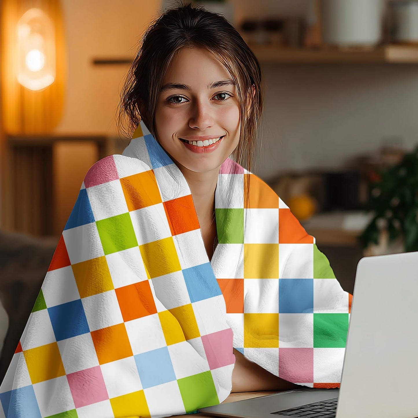 Mid Century Modern Throw Blanket for Women Men, Super Soft Unique Modern Aesthetics Checked Midcentury Home Decor Blanket Gifts for Kids Girls Adults, Warm Cozy Plush Fleece Flannel Blankets 50"x40"