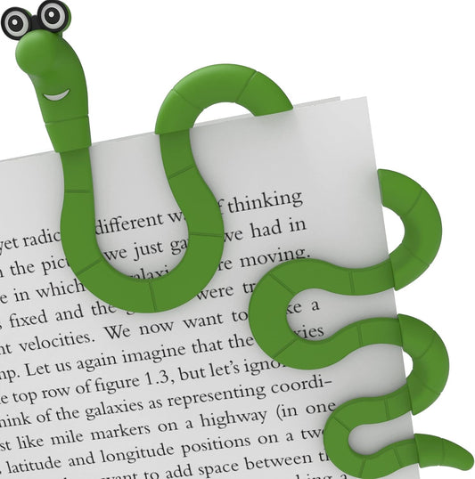 Clip Bookmarks for Kids Students Women and Men - Wally The Bookworm Cool Cute Bookmark and Page Holder Unique Gift Idea - Funny Book Marker and Reading Accessory for Book Lovers (Green)
