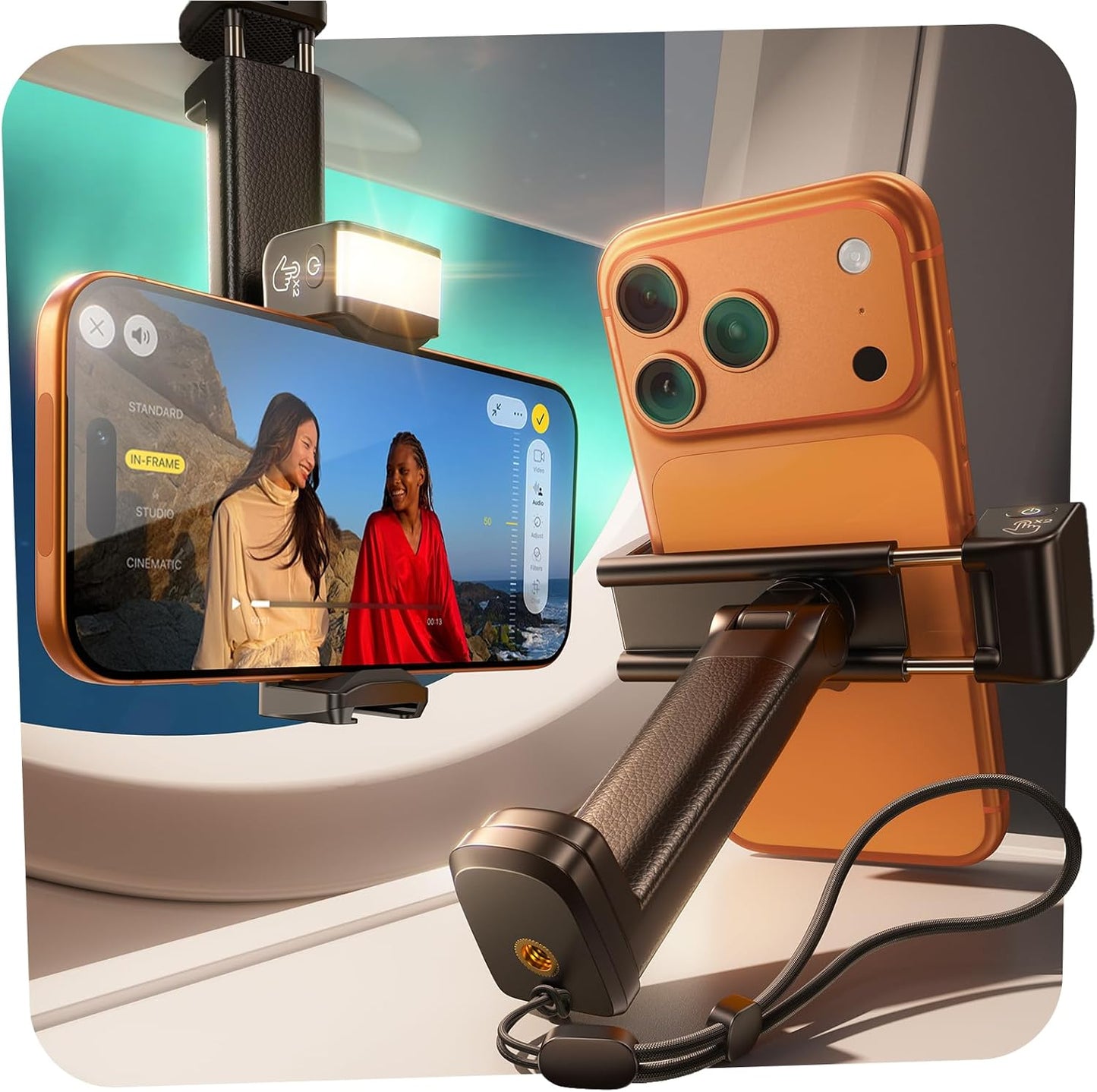 LISEN Airplane Travel Essentials (LED) Phone Stand Holder for Desk Cruise Ship Essentials 2026 Mount Airplane Gadgets Women Men Long Flight Accessories Photographic Lighting Flash Tubes Kids Gifts