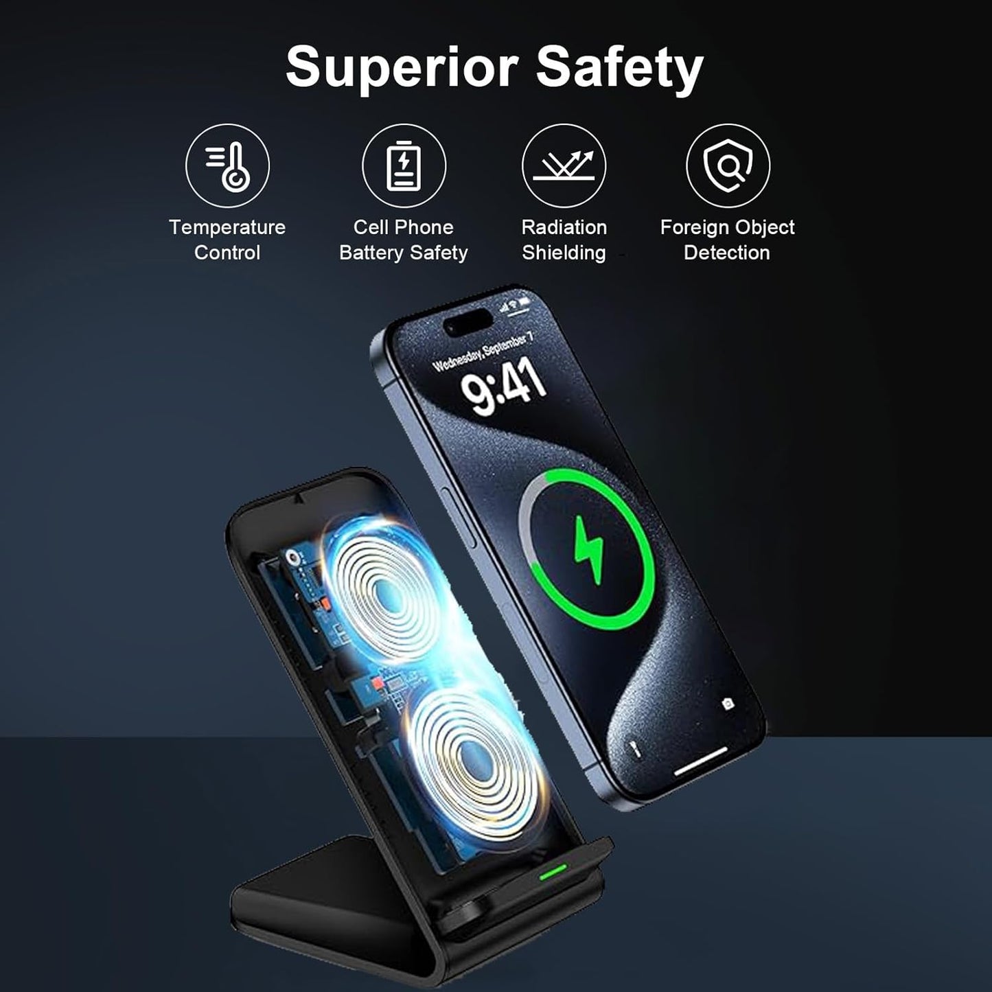 Samsung S25 Wireless Charger Stand Wireless Phone Charger for Android Samsung Galaxy S25 Ultra S25 Edge S25 Plus S25FE S24FE S23 S22 S21 S20 S26, Wireless Charging Station for iPhone 17 with Adapter