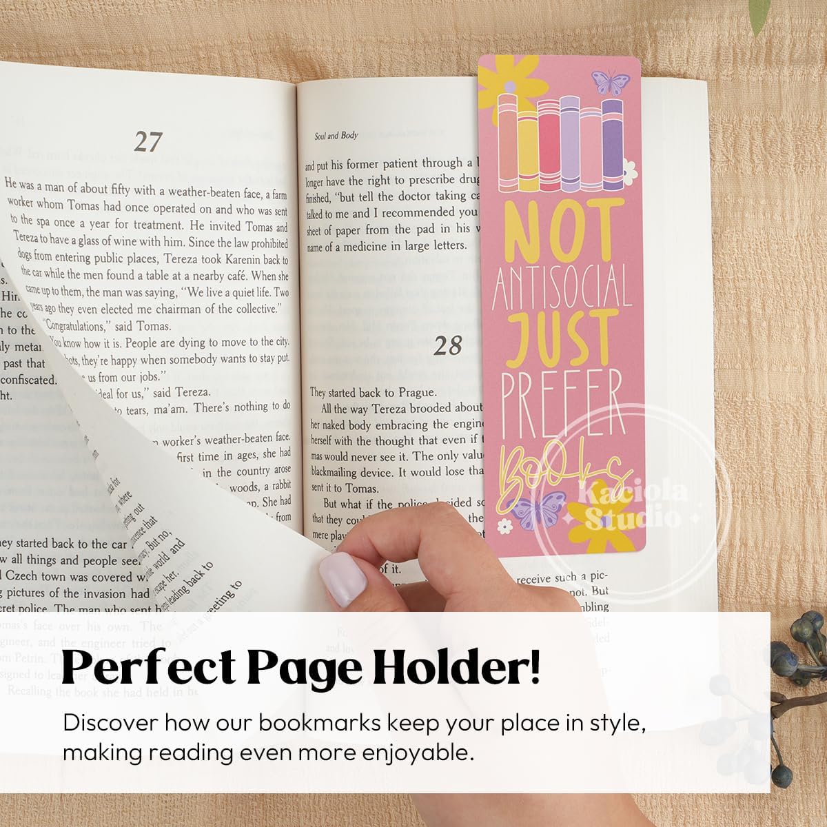 Kaciola Studio10 PCS Booklovers Cute Bookmarks, Funny Bookmarks for Women, Double Sided Bookworm Design Book Lovers Gifts,Book Accessories for Women Men Students Teachers Reading