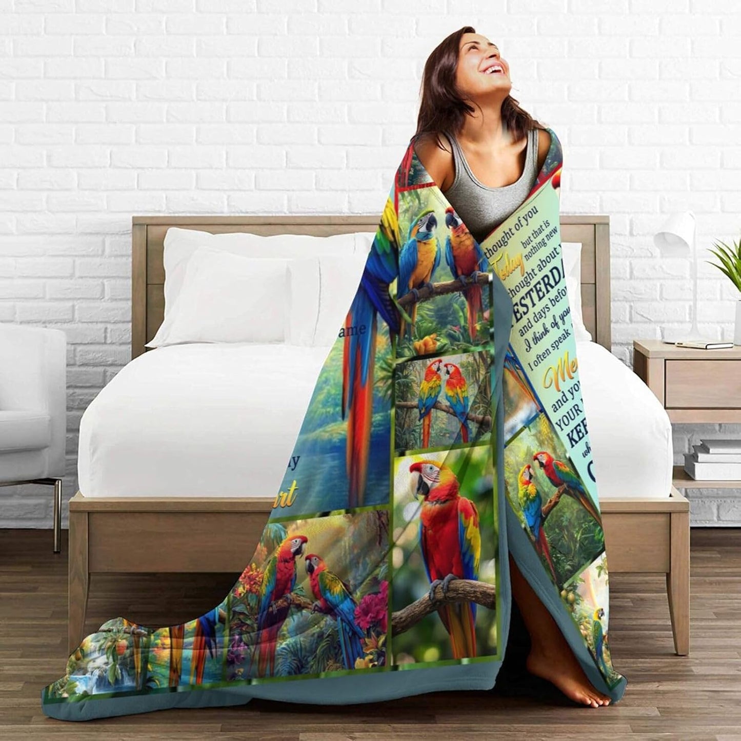 Parrot Blanket Parrots Throw Blanket Soft Cozy Warm Fuzzy Fleece Lightweight Plush Merch Animals Decor Gifts for Bird Lover Man Woman Boys Girls Couch Bedding Sofa 50"X40"