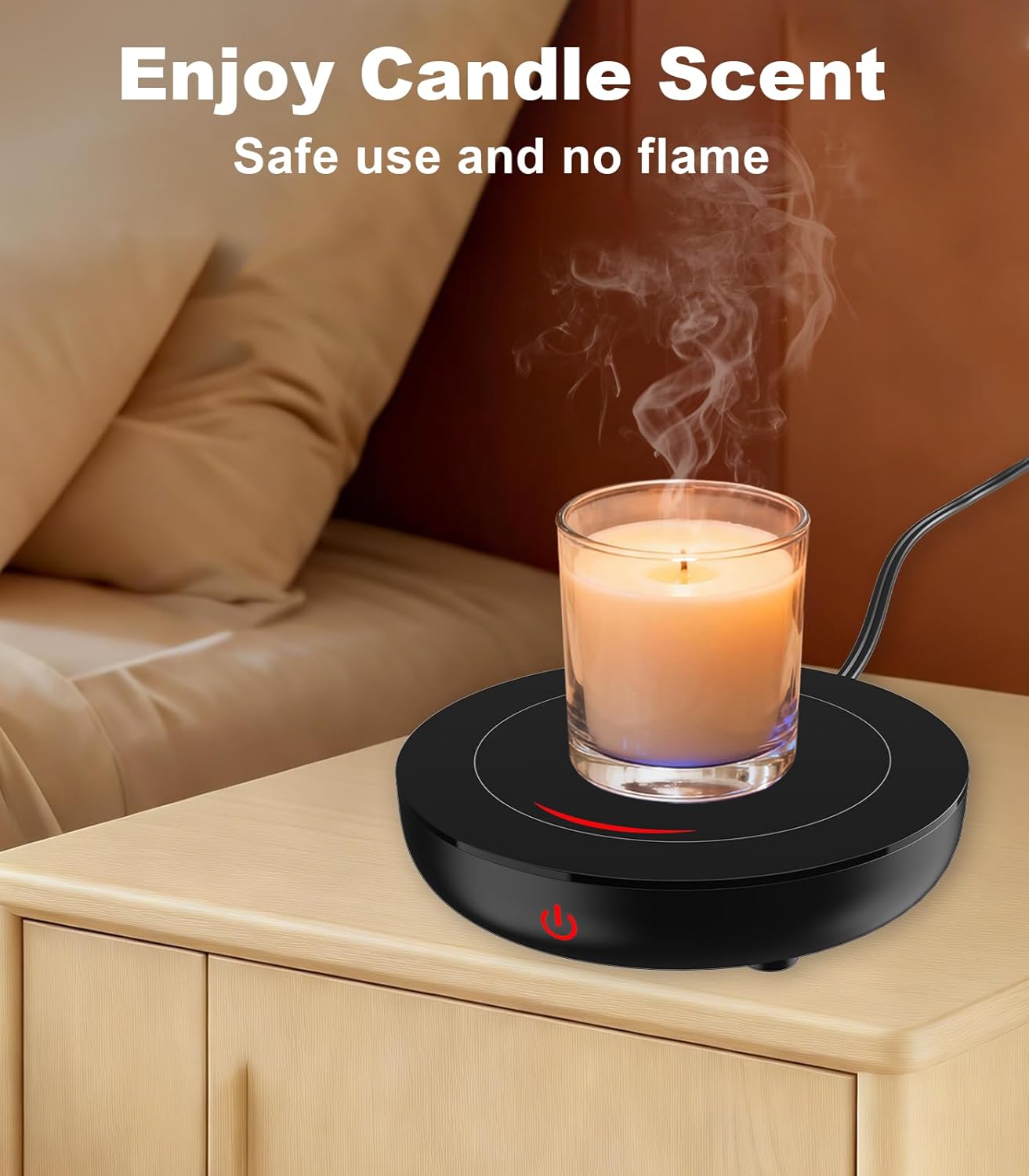 Kepwam Coffee Mug Warmer for Desk, 3-Temp Fast Heating Cup Warmer with 6H Auto Shut Off, LED Light & Smart Candle Warmer for All Beverages, Ideal Gifts for Women Men