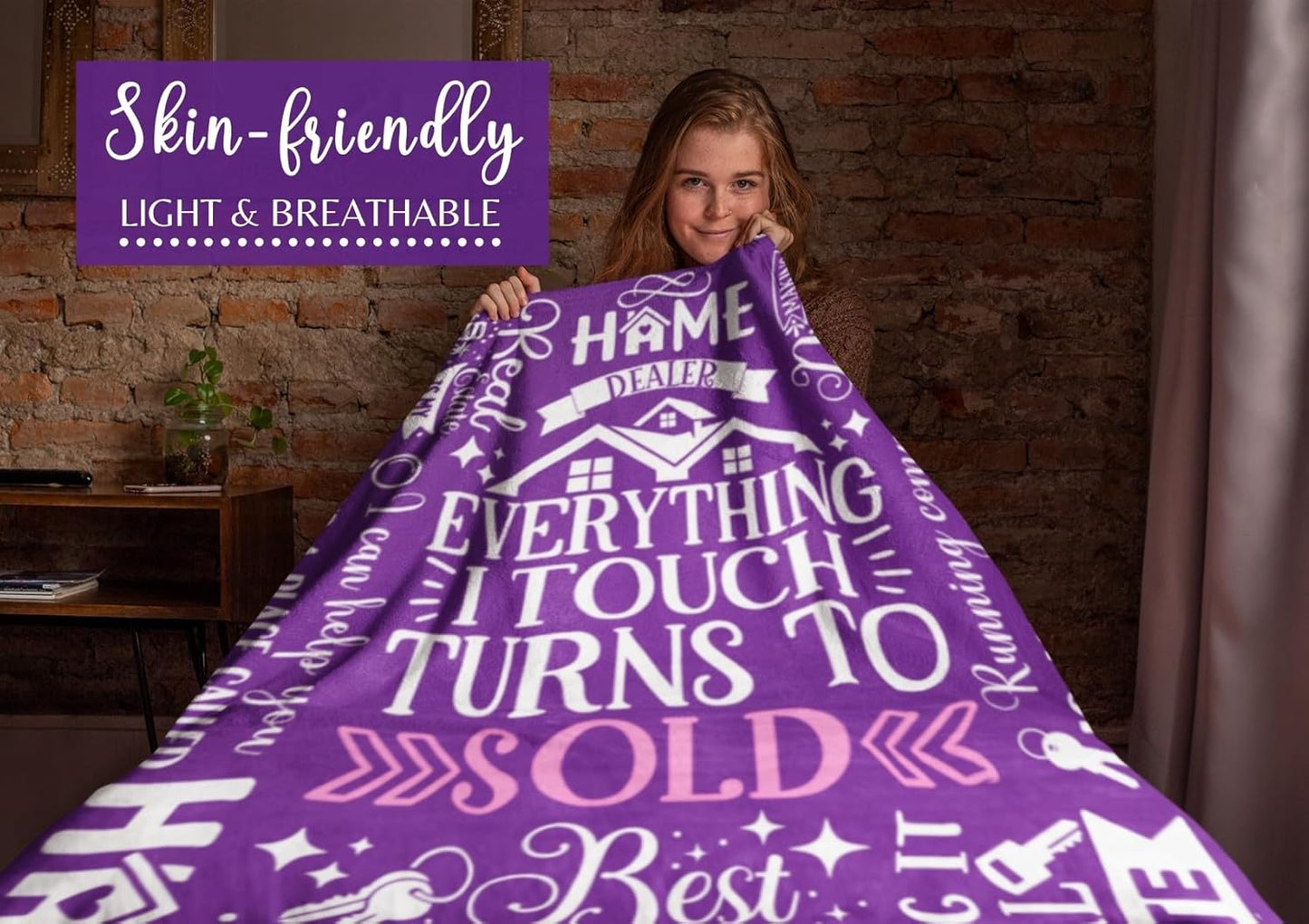 Realtor Gifts for Women, Throw Blanket for Real Estate Agent for Christmas, Birthday - 50" x 65"