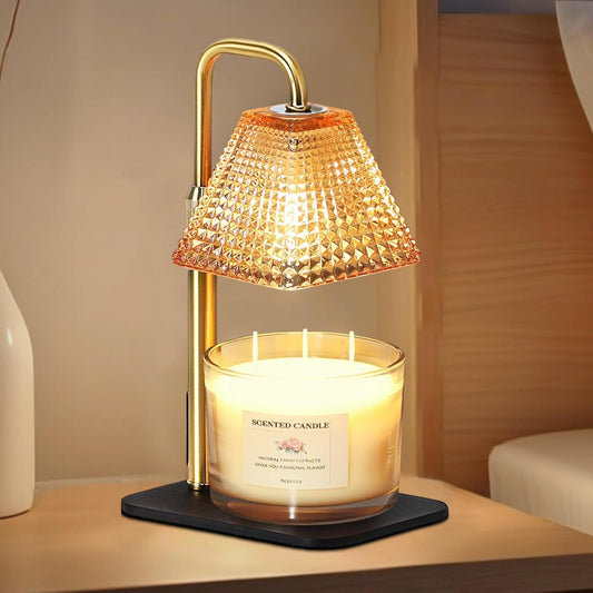 Candle Warmer Lamp with Timer Dimmer Adjustable Height,Electric Wax Warmer for Scented Jar Candles,Mom Birthday Gifts for Women,House Warming Gifts New Home Bedroom Decor,Gold