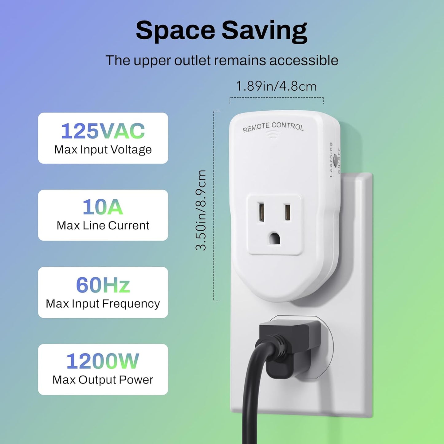 BN-LINK Wireless Remote Control Outlet Electrical Switch for Lights, Fans, Christmas Lights, Small Appliance, 100ft Long Range White (Learning Code, 3Rx-2Tx) 1200W/10A, ETL & FCC Certified