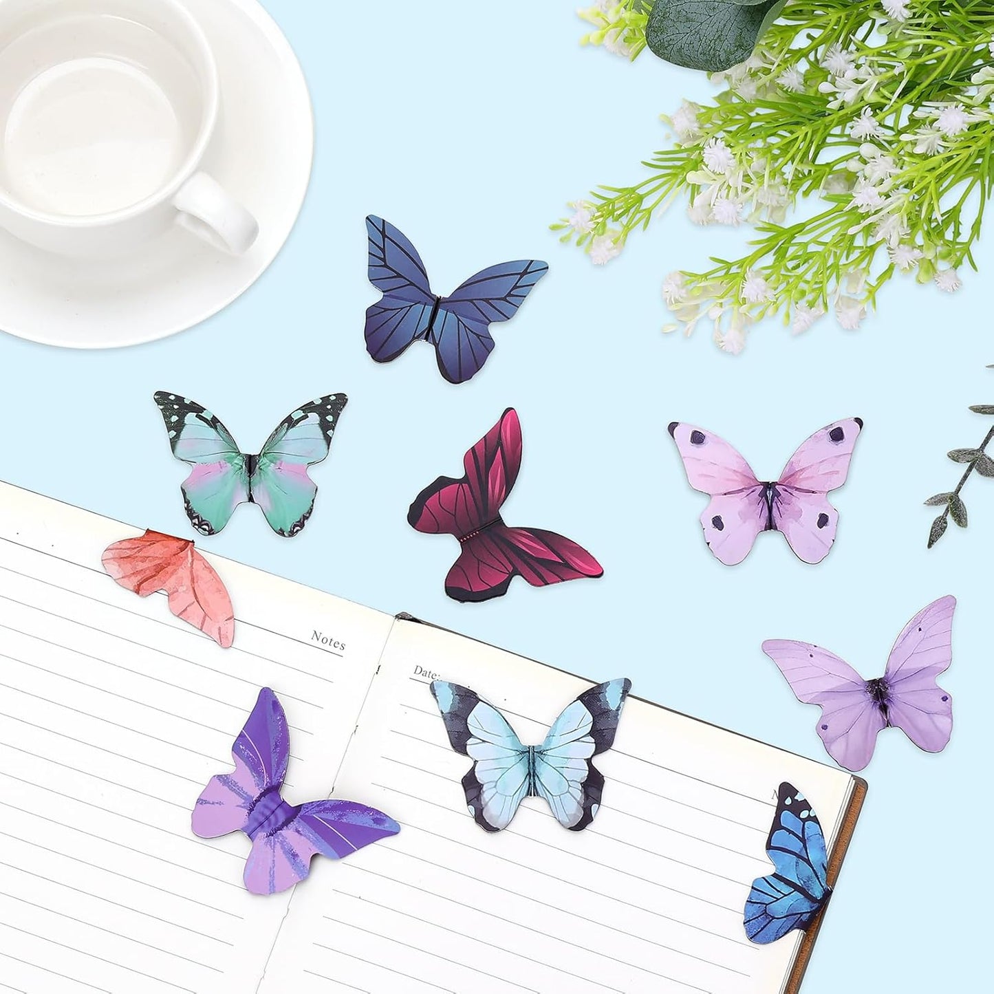 50 Pieces Butterfly Magnetic Bookmarks, Foldable Butterfly Bookmarks, Beautiful Book Marks for Reading Women Book Lovers, Cute Page Markers Clip for Students Teacher School Office Supplies Gifts