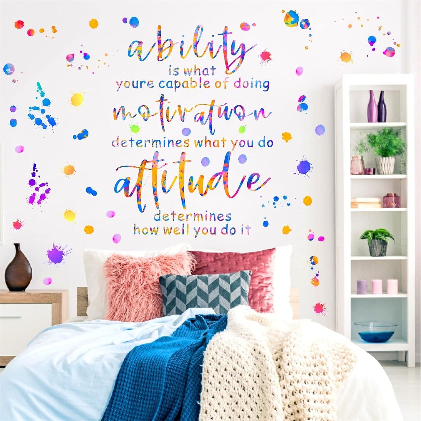 Colorful Inspirational Wall Decals Motivational Quotes Wall Stickers Peel and Stick Positive Phrases Stickers Saying Inspirational Wall Decals for Kids Room Bedroom Classroom Playroom Decor