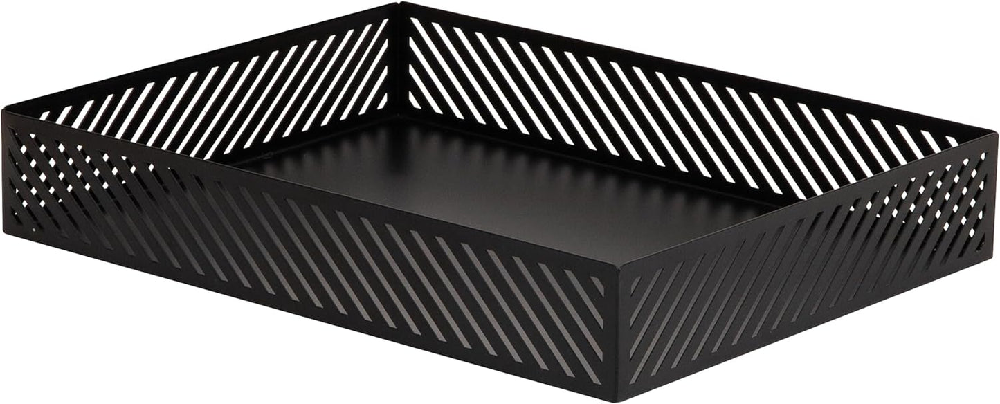 Mind Reader Metal Letter Size Paper Tray, Desktop Document Organizer with Non-Slip Pads, Office Desk Accessory Tray, Metal, Black