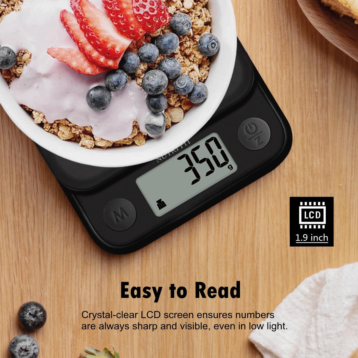 Food Scale Kitchen Scale Weight Grams and Ounces Small Digital Scale for Weight Loss Baking Cooking Coffee of NUTRI FIT, Max 11lb 0.5g Increment, LCD Smart Tare, Easy to Use for Travel, AAA Battery