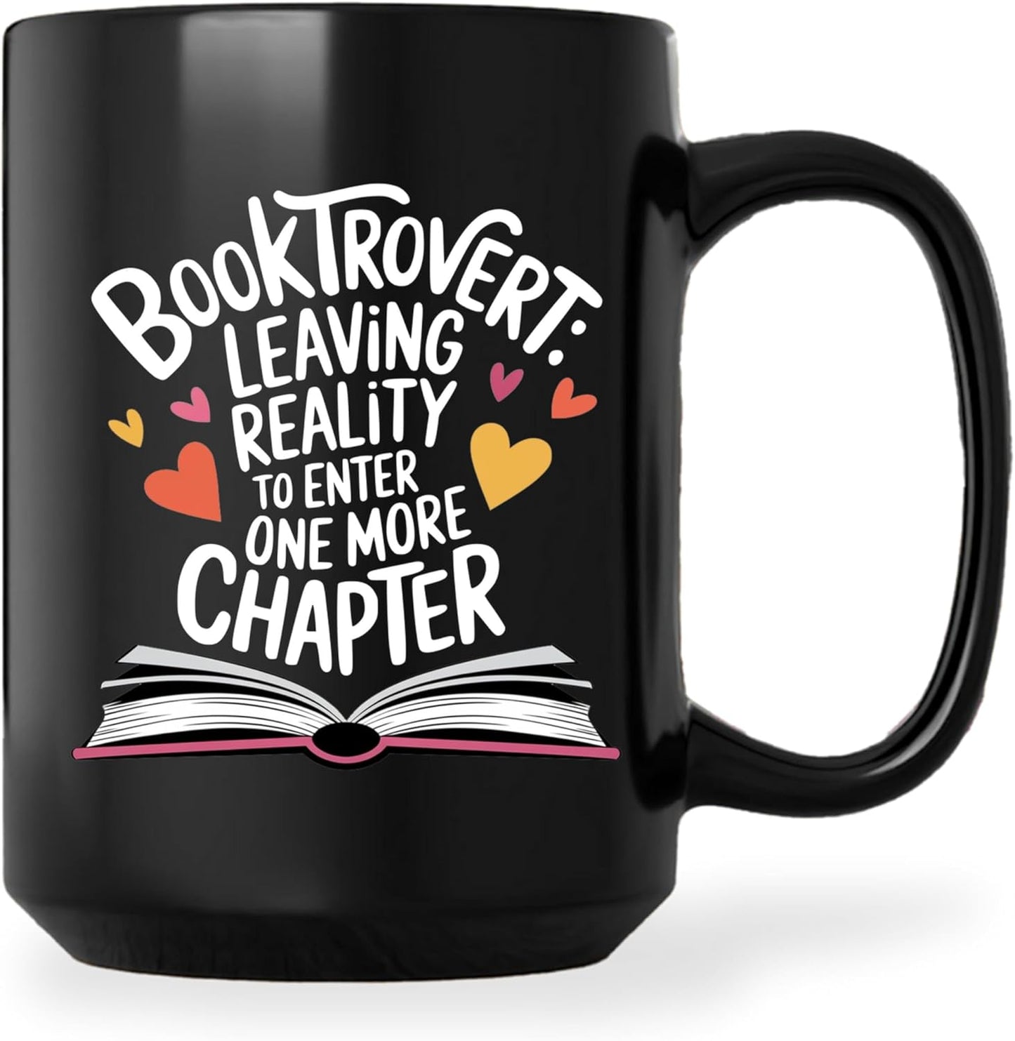 Book Lovers Coffee Mug 15oz Black -Booktrovert Chapter - Gift for Book Club Bookworm Bookish Reading Nerdy Avid Readers Women