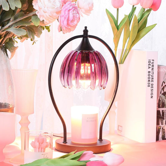 Candle Warmer Lamp, Dimmable Candle Warmer with Timer, Vintage Candles Wax Warmers for Jar Candles Birthday Gifts for Women, Mom, Home Decor for Bedroom Living Room, Purple Black