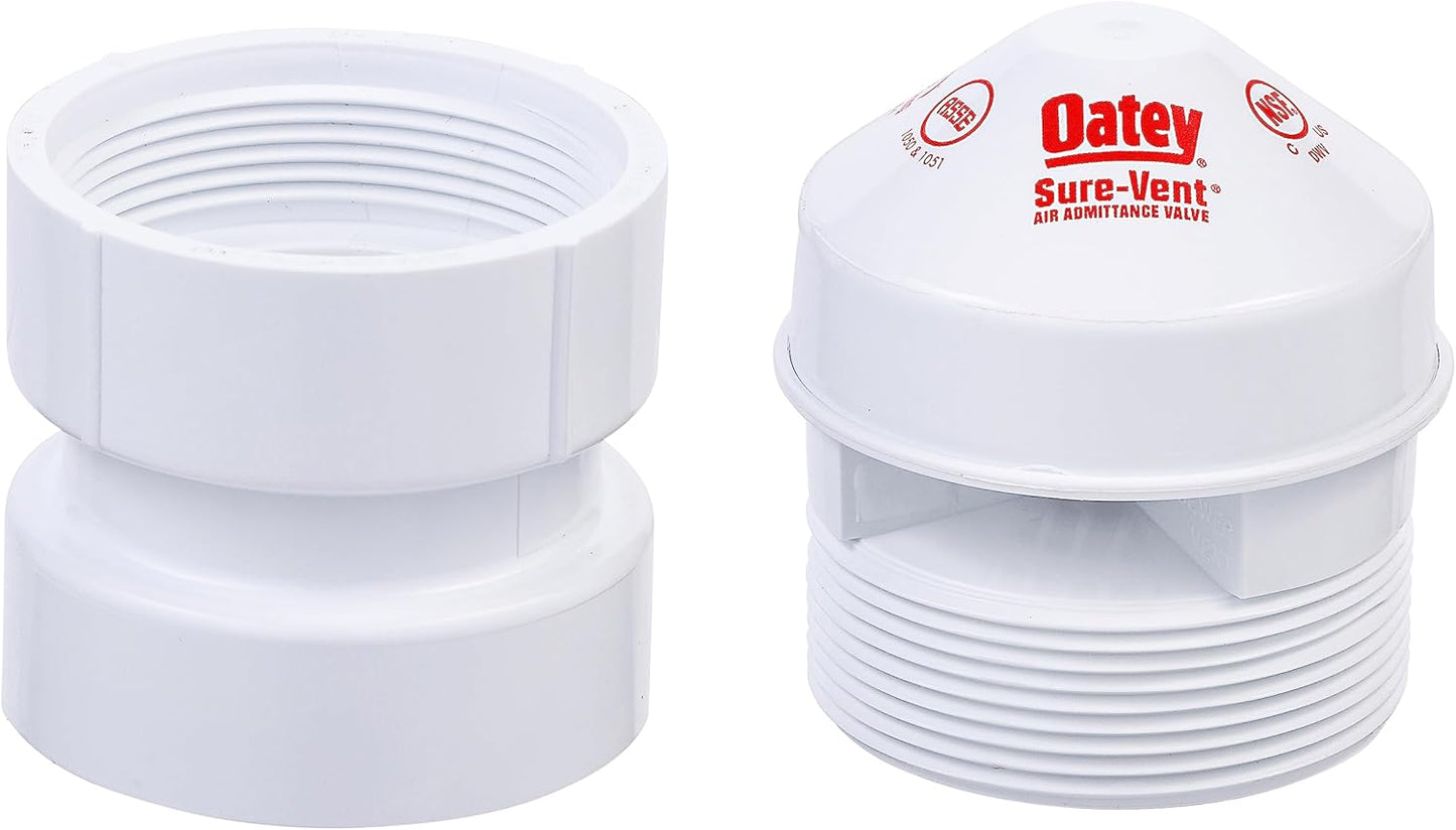 Oatey Sure-Vent 1-1/2 in.–2 in. 160 Branch, 24 Stack DFU Air Admittance Valve with White PVC Sch. 40 Adapter