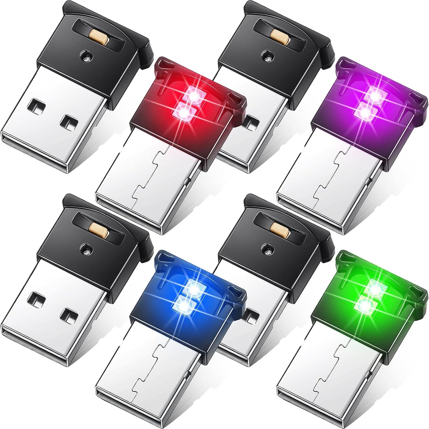 Frienda 2 Pieces Mini USB LED Light, Car LED Interior Lighting 5v Smart USB Atmosphere Light, Laptop Keyboard Office Decoration Night Lamp, Adjustable Brightness, 8 Colors