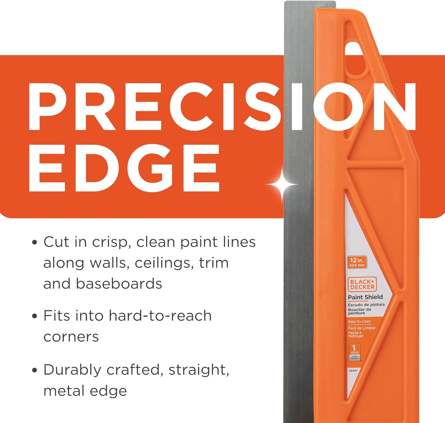 Black+Decker 12-Inch Paint Shield, Trim Guide for Painting Straight Lines