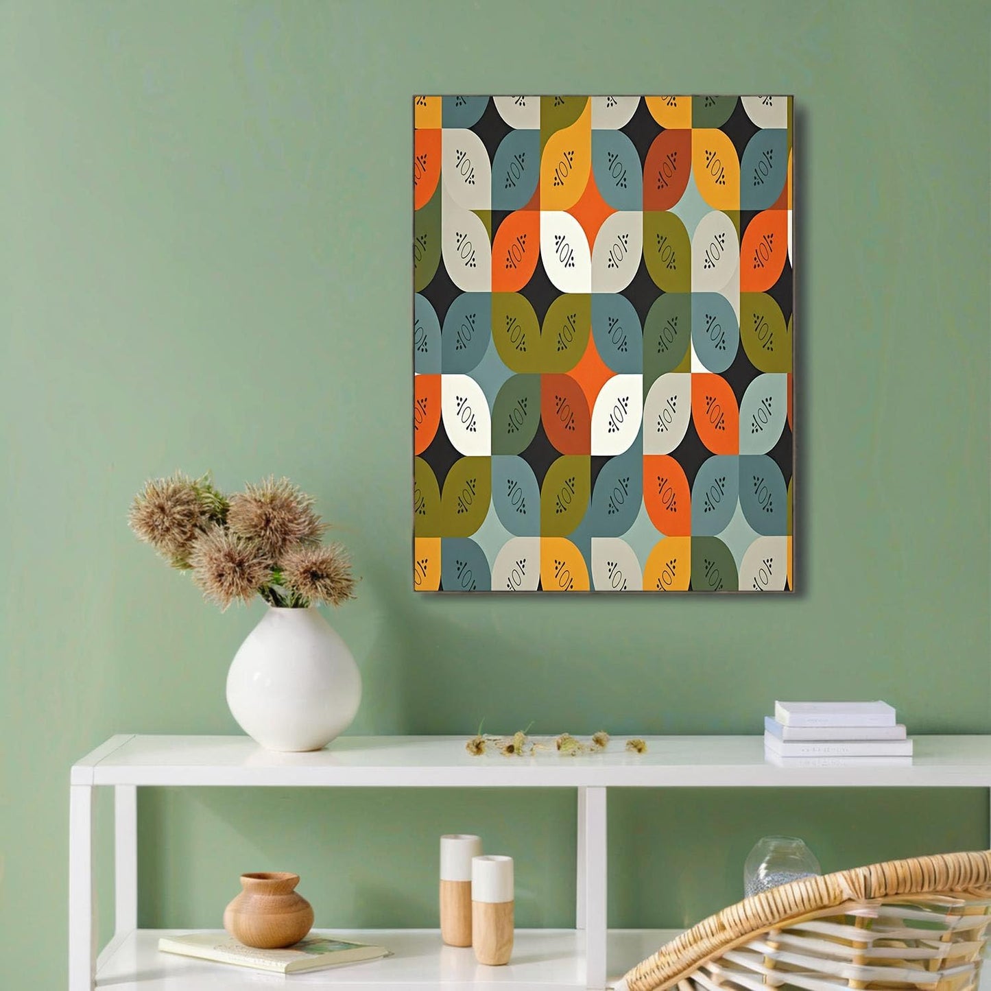 GDJSMIN Abstract Shapes Wall Art, Geometric Patterns Poster for Reading Room Living Room Decor 24 x 36 inch Unframed
