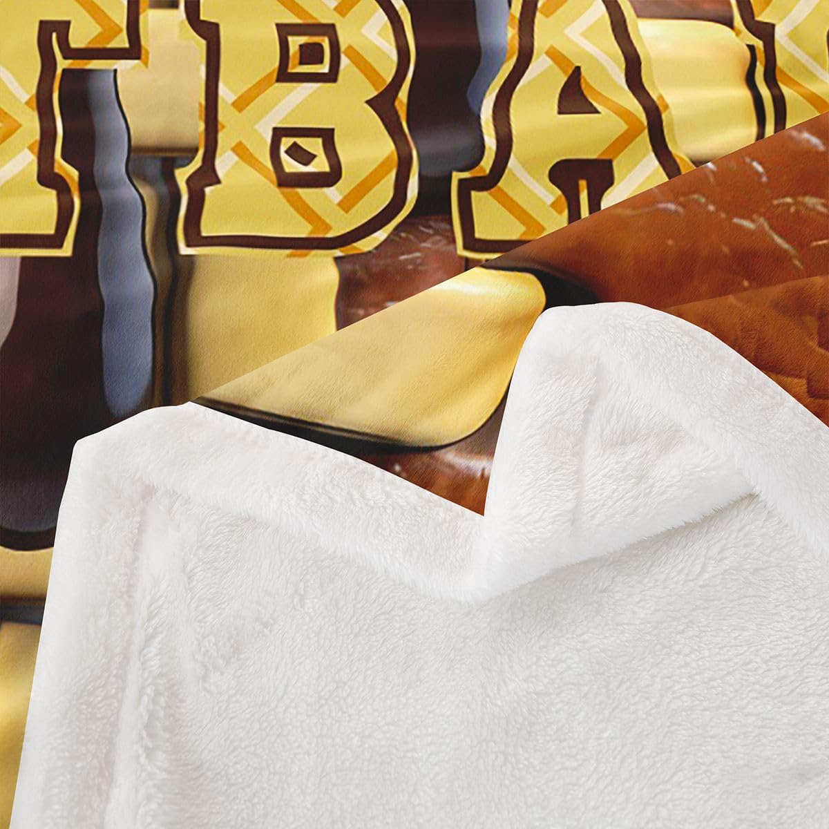 Manfei Brown Football Throw Blanket Coffee Ice Cream Drip Rugby Fleece Blanket Ball Sports Theme Cozy Throws for Bed Couch Sofa,Kids Boys Girls Room Decor,Soft and Breathable(40 x 50 Inches)