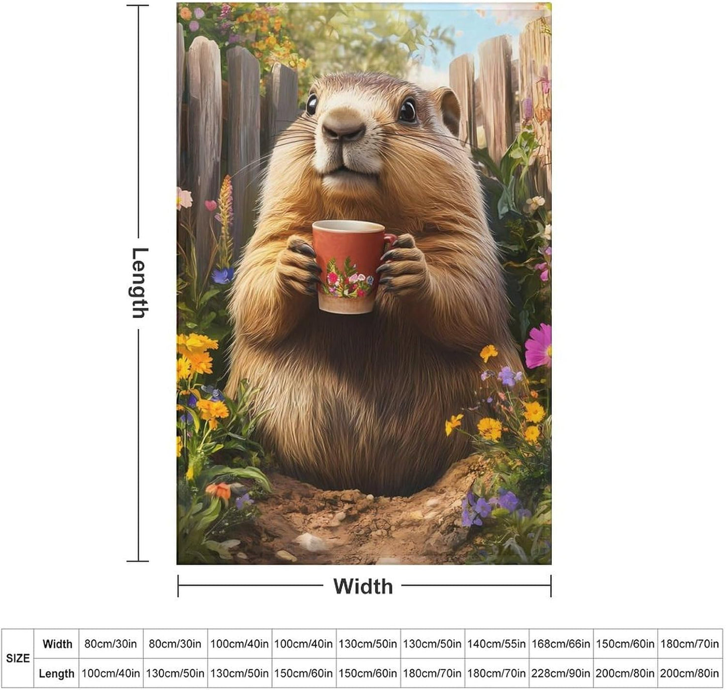 Funny Garden Groundhog Throw Blanket for Couch Bed Plush Cozy Fuzzy Flannel Blanket for All Season 40"x60"