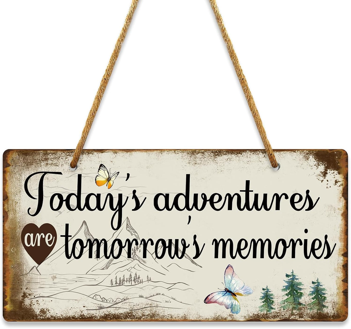 Camper Decor RV Wall Decor Camping Sign Campsite Decorations RV Accessories for Inside Outside Camp Decoration Today's Adventure Are Tomorrow's Memories Sign 10x5 Inches PVC Hanging Plaque