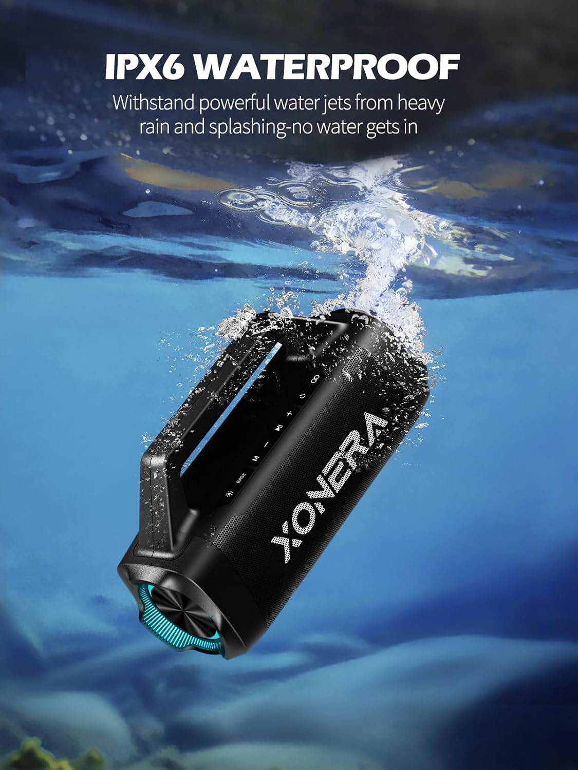 Speakers Bluetooth Wireless, 80W Peak Loud Outdoor Speaker with Bass, 20H Playtime, IPX6 Waterproof, TWS，BT5.3, Portable for Camping Hiking Boating Pool Beach(Black)